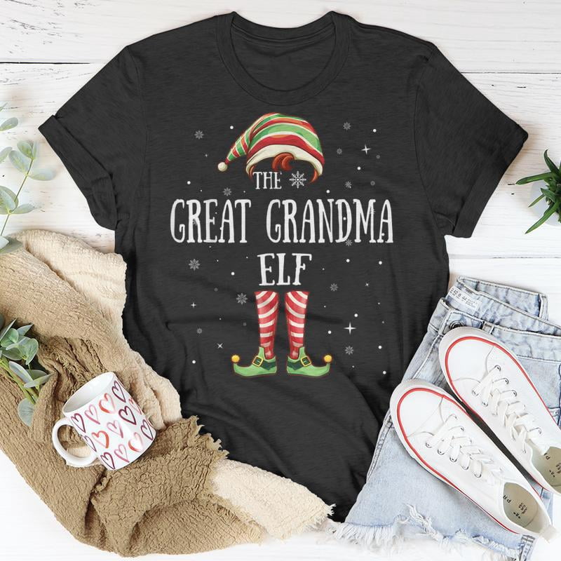 Great Grandma Elf Matching Family Group Christmas Party Paja Men Women Tshirt Graphic Prin