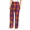 thumbnail image 3 of Goofa Orange and Purple Plaid Printed Soft Pajama Pants for Women, Wide Leg Comfy Casual Lounge Yoga Pants-, 3 of 9