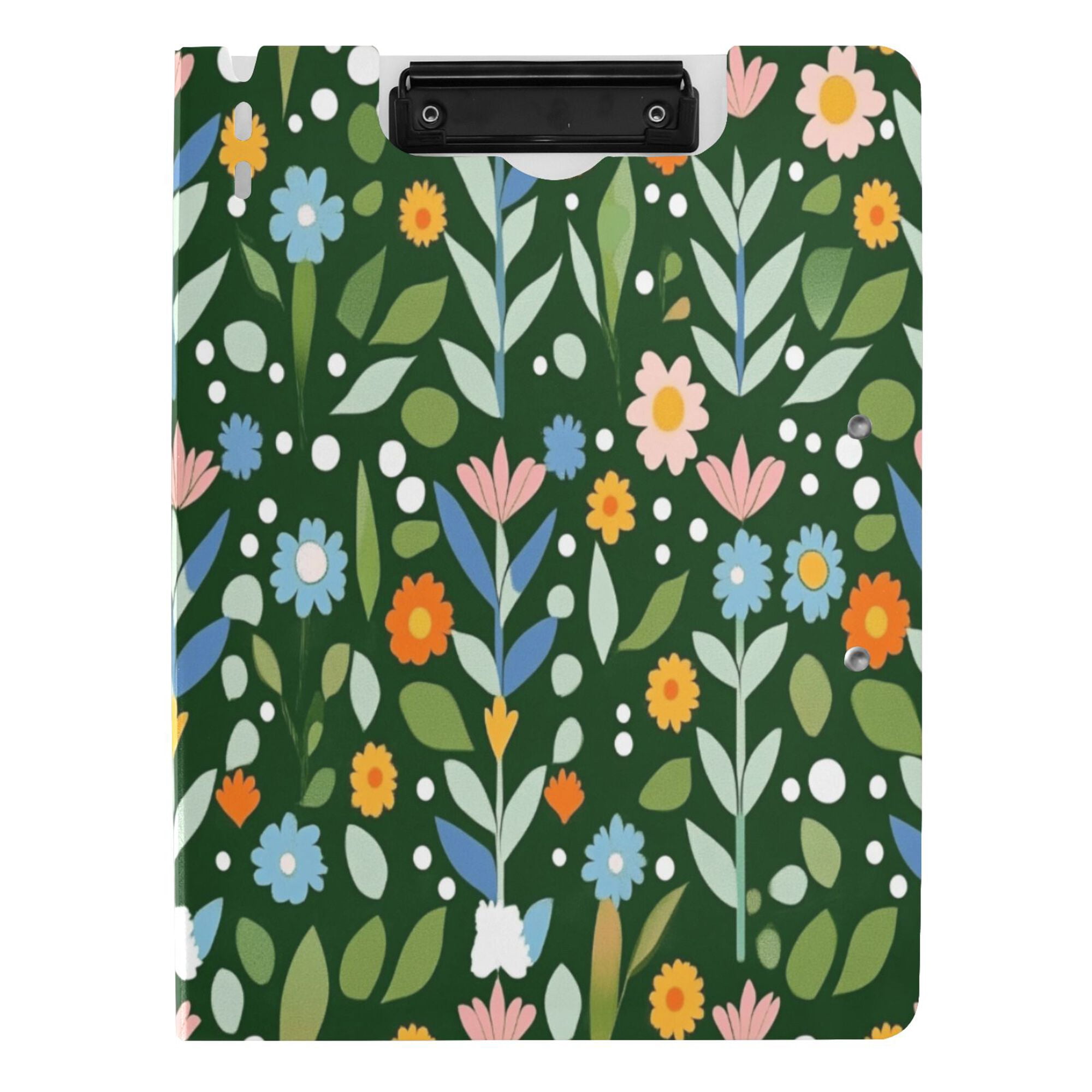 FORMRS A4 Clipboard Folder with Pen Holder Horizontal Foldable School Office Binder, Flourish Flowers Pattern