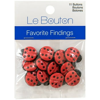 Favorite Findings Red 5/8" Ladybug Shank Buttons, 11 Pieces