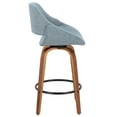 thumbnail image 3 of Fabrico Mid-Century Modern Counter Stool in Walnut and Blue Noise Fabric by LumiSource - Set of 2, 3 of 8