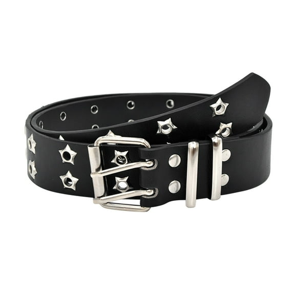 Prolriy Belts for Women, Women Solid Retro Fashion Wide Waist Double Breasted Eyelet Cool Decorative Pants Belt Womens Belt Black One Size