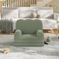 thumbnail image 3 of Kids Couch, 2-in-1 Convertible Teddy Fleece Fabric Toddler Sofa Chair, Soft Fold Out Couch Lounger for Kids, Comfy Children's Sofa Bed for Playroom, Nursery, Birthday Gift Comfy Toddler Chair & Lounge, 3 of 6