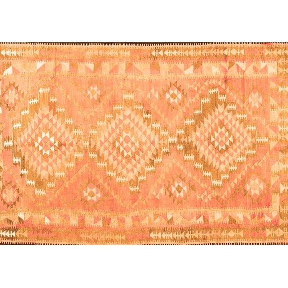 Ahgly Company Indoor Rectangle Oriental Orange Traditional Area Rugs, 5' x 7'