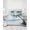 thumbnail image 3 of Beach Palm Tree King Size Down Alternative Comforter, Lightweight Comforter Quilt Bedding Set with Pillow Shams Ocean Coastal Sky Nature Scenery All Seasons Bed Comforter Duvet Insert 96"x106", 3 of 7