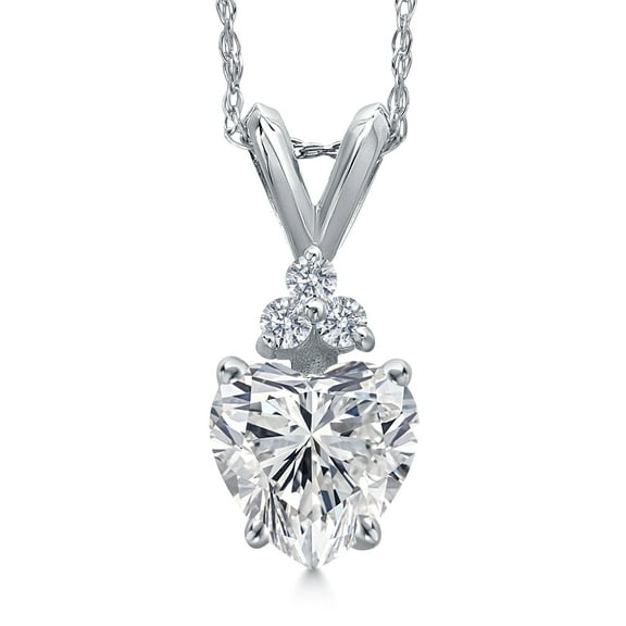 Gem Stone King 1 Ct Heart Shape 14K White Gold IGI Certified Lab Grown Diamond Pendant Necklace | E-F Color | VS1-VS2 Clarity | Gold Necklace for Women | With 18 inch Gold Chain