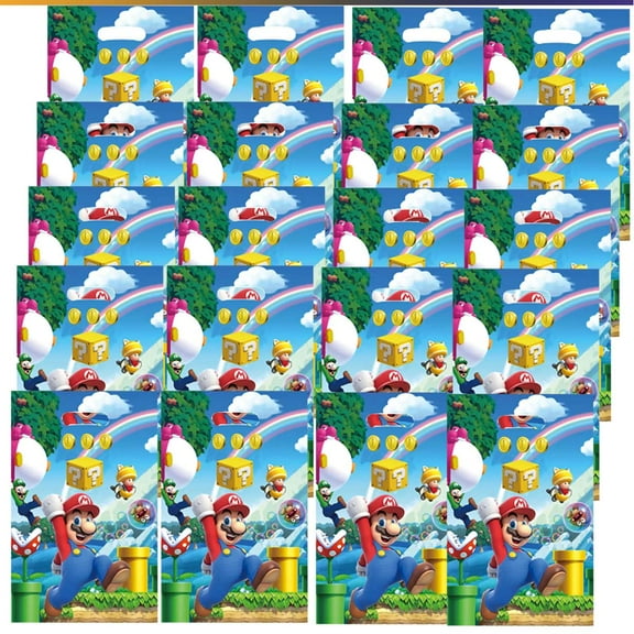 Mario Goodie Bag Candy Treat Birthday Gift Bags Party Favors Handles Snack Supplies