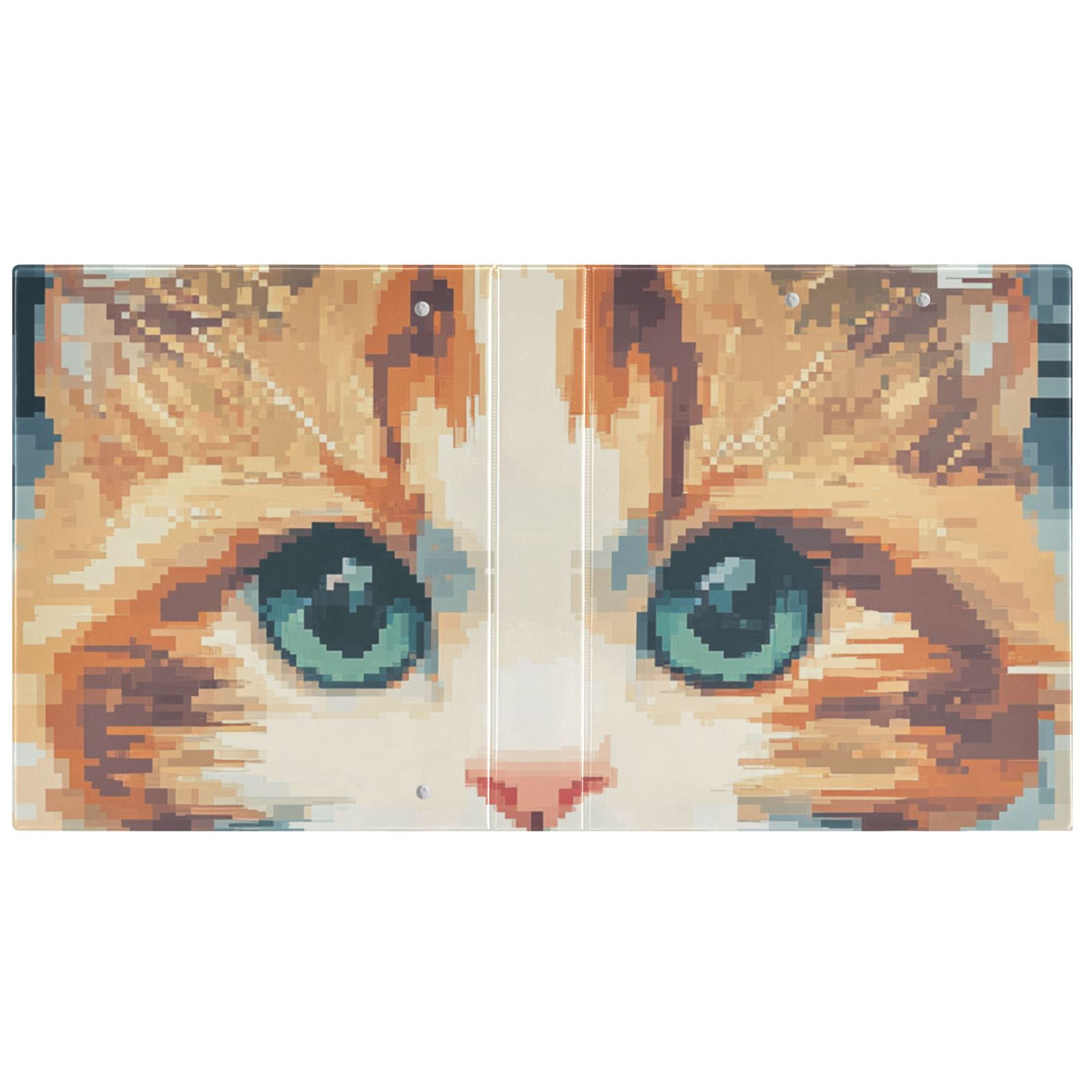 Cat Pixel 3 Ring Binders 1.5 inch Hardcover File Folders with Interior Pockets A4 Size Organizer for School Office Hospital