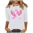 thumbnail image 2 of Alkepwun Breast Cancer Shirt for Women Angel Wings Pink Ribbon TShirt Cancer Fight Awareness Shirt Faith Casual 3/4 Sleeve Tops, 2 of 4