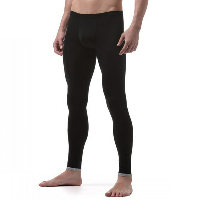 YIWEI Men'S Hip-Lifting Waist Leggings Warm Pants Seamless Ice Silk Home  Pants Black XL 