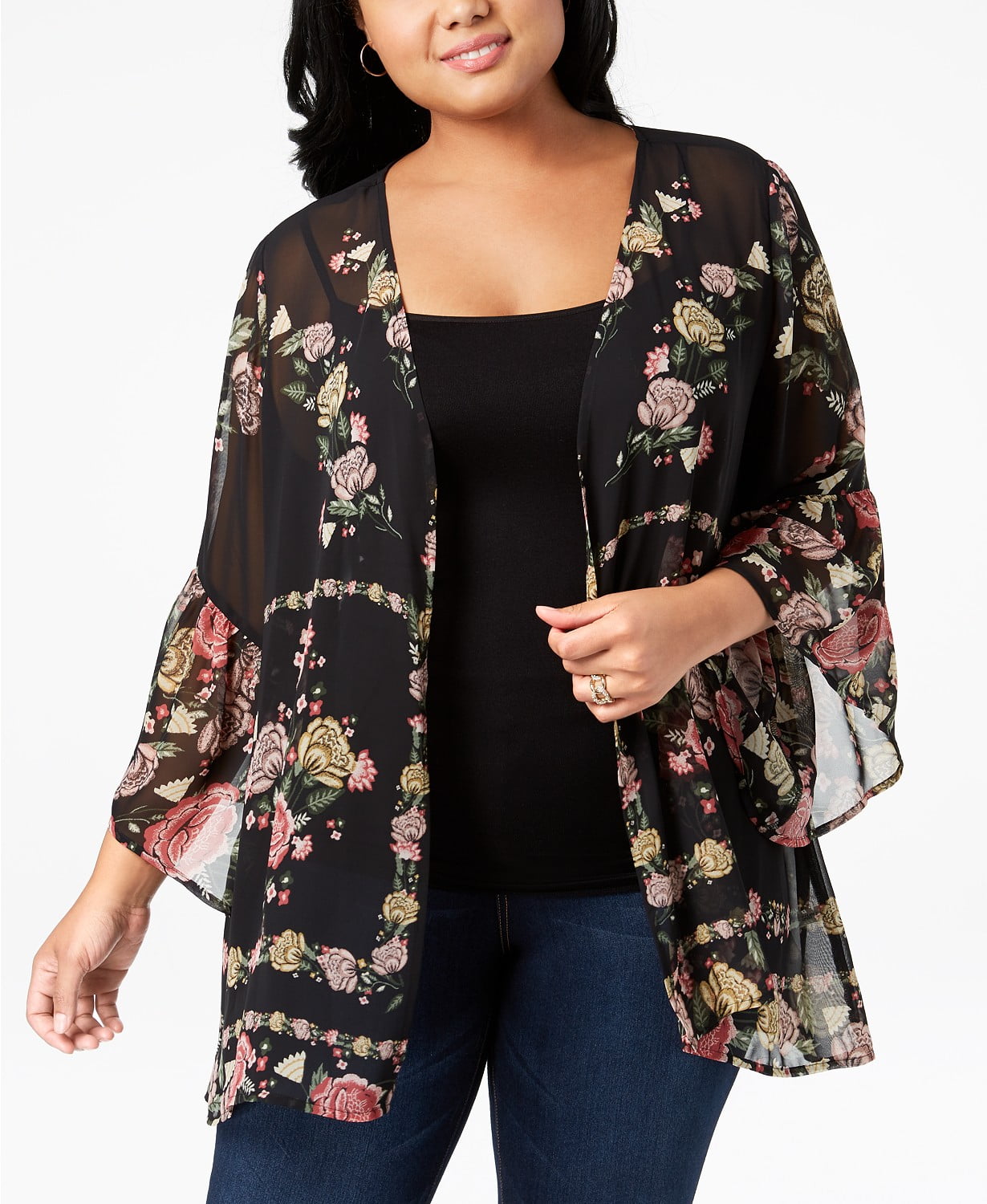 Style & Co Printed Sheer Kimono Plus Size 2X