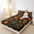 thumbnail image 4 of Homewish Retro Country Floral Full Size Sheets,Natural Botanical Bed Sheets,Orange Black Sheet Sets For Men Women,Microfiber Bedroom Decor,4 Pieces, 4 of 7
