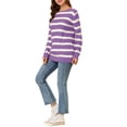thumbnail image 4 of Allegra K Women's Round Neck Long Sleeves Drop Shoulder Loose Striped Tunic Sweater, 4 of 7