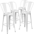 thumbnail image 2 of Flash Furniture Commercial Grade 4 Pack 30" High White Metal Indoor-Outdoor Barstool with Removable Back, 2 of 14
