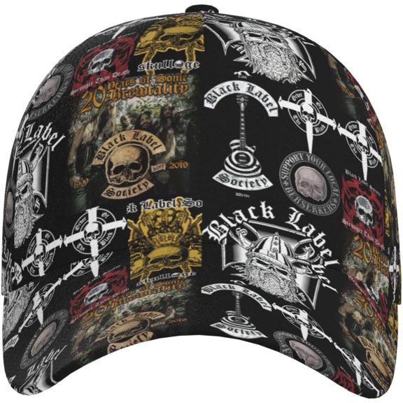 Black Rock Label Band Society Baseball Cap Hat Golf Dad Hat Adjustable Cap for All Seasons Gifts for Women Men Vintage Outdoor Cap Trucker Hat Unisex Outdoor Headwear for Running 2025 new model