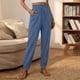 thumbnail image 1 of TaTaai Women's High Waist Linen Tapered Pants Loose Fit Full Length Casual Trousers with Elastic Drawstring Waistband Side Pockets and Cuffed Ankle Solid Color Gift, 1 of 6