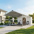 thumbnail image 3 of MOALCOFER 12x25 FT Metal Carport with Storage Shed, Heavy Duty All-Weather Car Shelter with Lockable Side Shed, Outdoor Garage for Vehicles & Equipment, White, 3 of 9