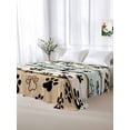 thumbnail image 5 of Teal Brown Paw Print Queen Size Flat Sheet, Wrinkleproof & Fadeproof Cooling Flat Bed Sheet Only, Vintage Farmhouse Wooden Grain Breathable Soft Bedding Top Sheets 90 x 102 Inches, 5 of 8