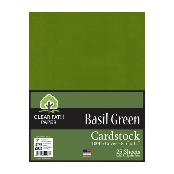 Basil Green Cardstock - 8.5 x 11 inch - 100Lb Cover