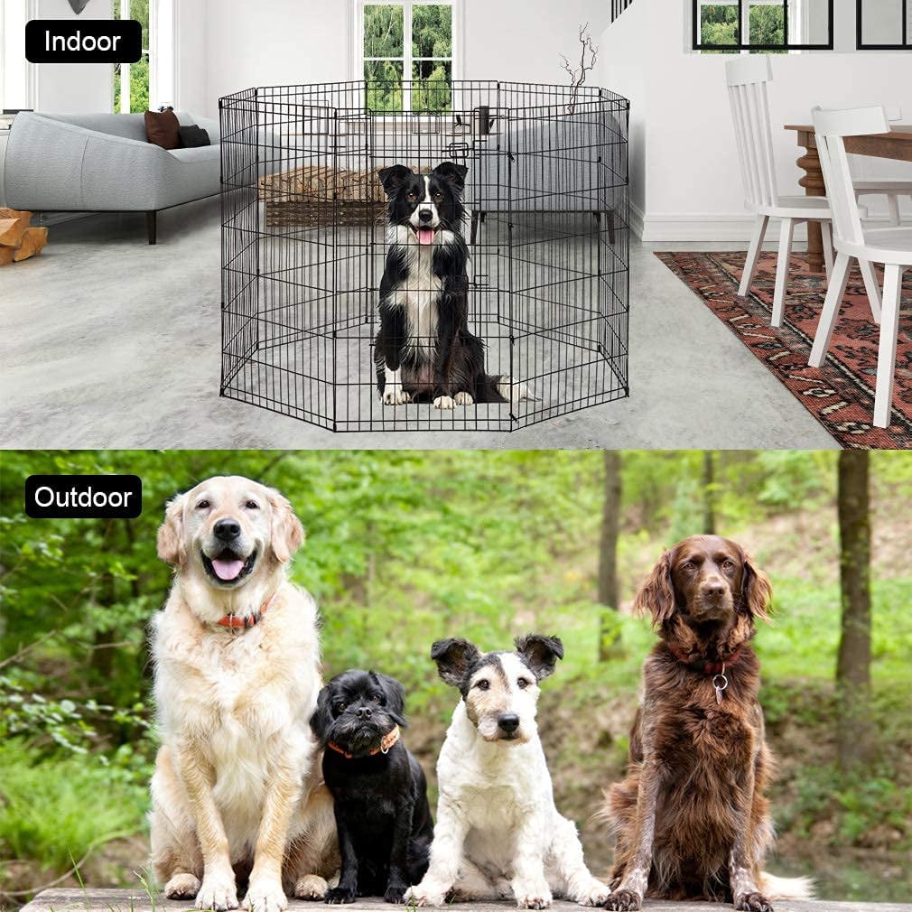 YRLLENSDAN 48'' Dog Pen for Outside, 8 Panel Exercise Fences Dog Kennel for Backyard Pet Playpen Crate Fence Pet Gate with Door Puppy Play Yard for Small Medium Large Dogs