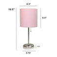 thumbnail image 3 of Creekwood Home Oslo 19.5" Contemporary Bedside USB Port Feature Standard Metal Table Desk Lamp in Brushed Steel with Light Pink Drum Fabric Shade for Home Décor, Bedroom, End Table, Living Room, Dorm, 3 of 6