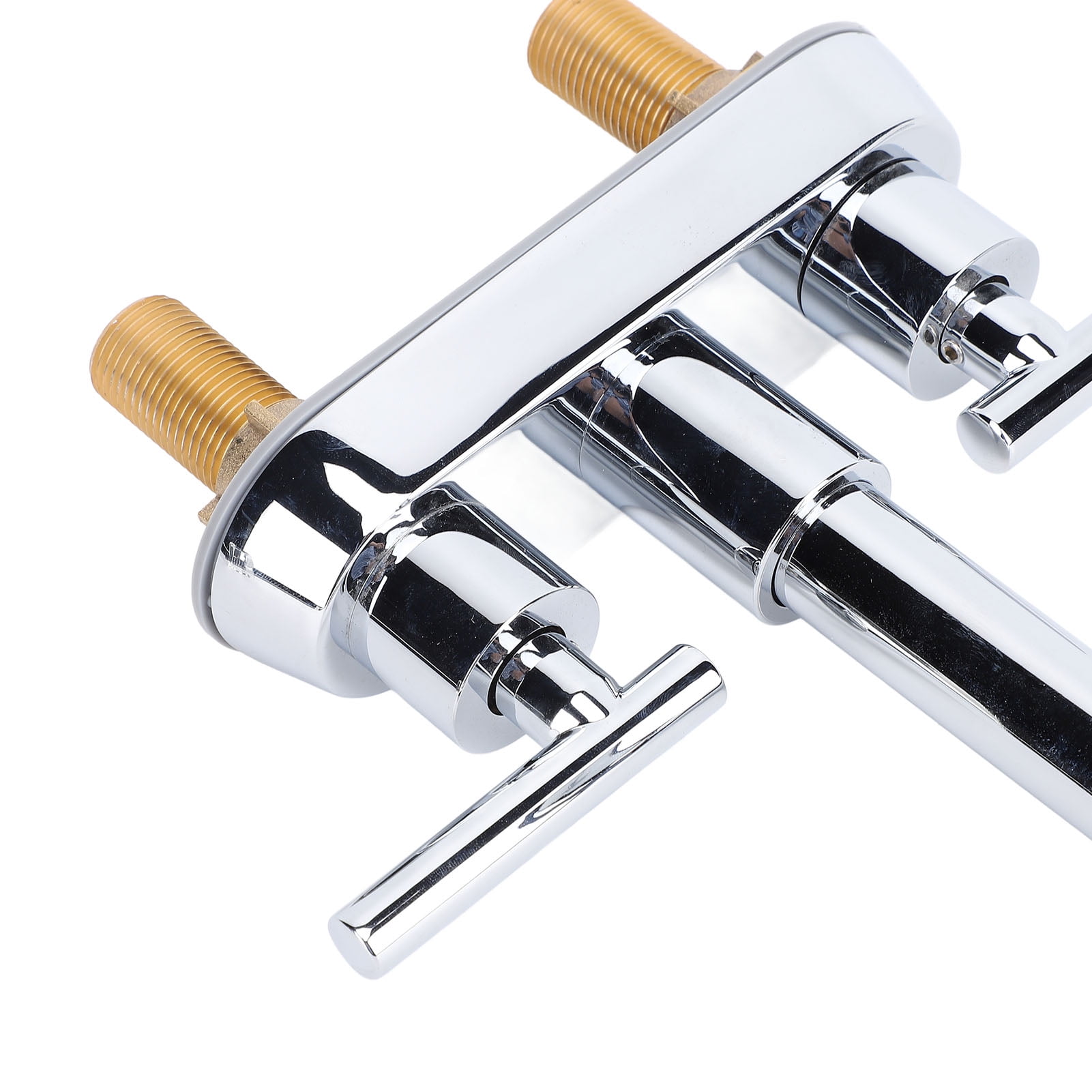 BIMZUC Double Handle Sink Faucet, 304 Stainless Steel Anti-Splash Bathroom Vanity Faucet, Chrome