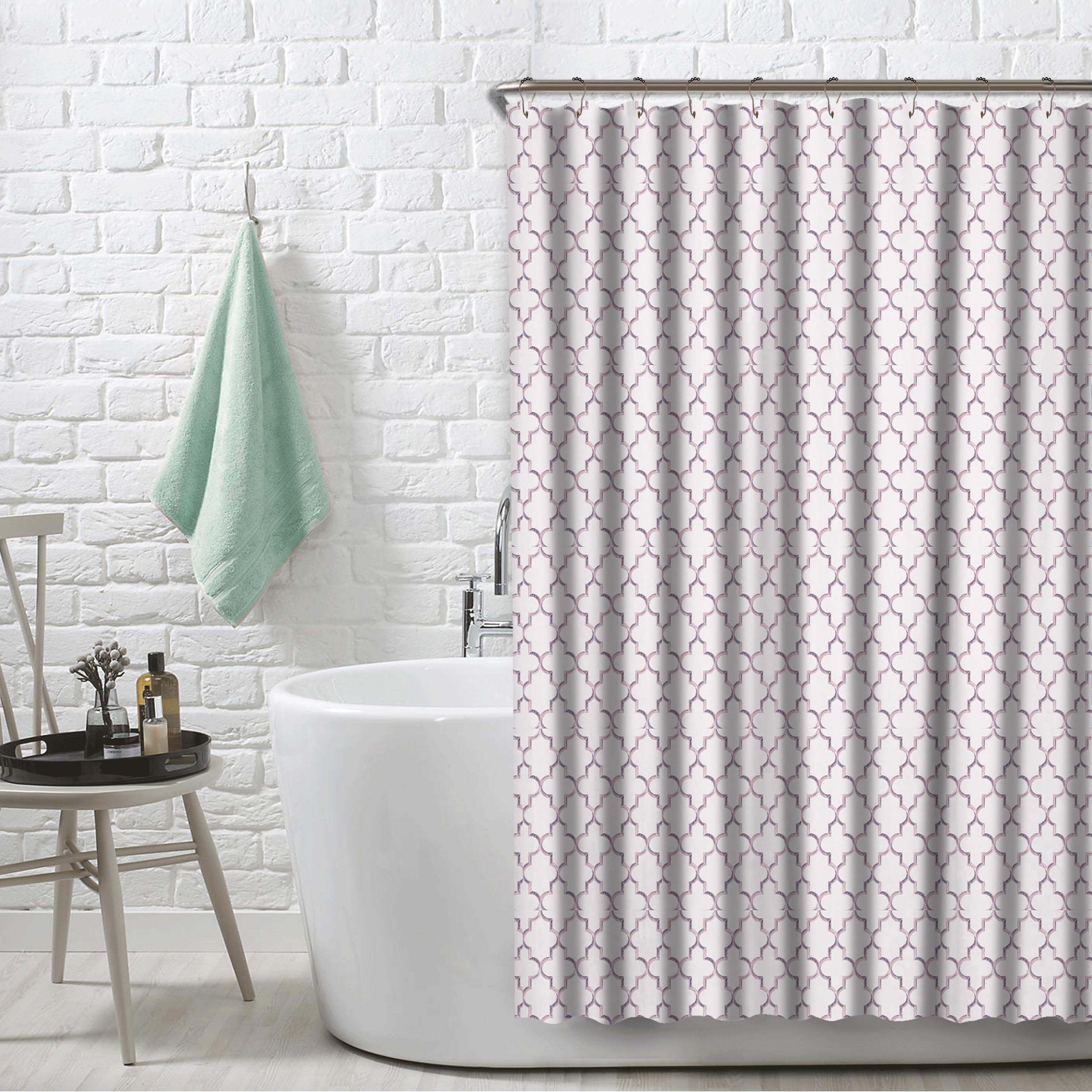 Ogee Purple Elsa Water Repellent Shower Curtain 72"X72", Free 12-Piece Shower Curtain Rings