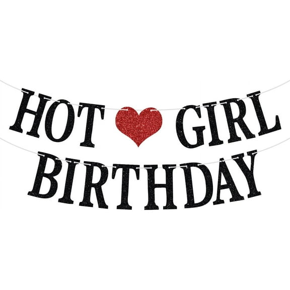 Hot Girl Birthday Banner, Funny Birthday Party Decorations for Women, 18th 21st 30th Birthday Party Decorations Supplies for Her, Black Glitter