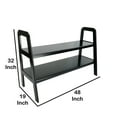 thumbnail image 5 of Benjara Contemporary Ladder Style TV Stand with 2 Open Cut Shelves, Black, 5 of 5