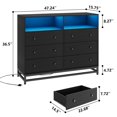 thumbnail image 2 of TROPOW Commode Grand pour Chambre avec Station de Recharge, Commode à 6 Tiroirs avec Lumières DEL, Armoire de Rangement Moderne Grande Capacité, Commodes et Chiffonniers en Bois pour Garde-Robe, Noir, 2 of 7