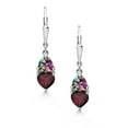 thumbnail image 2 of Gem Stone King 925 Sterling Silver Red Rhodolite Garnet and Green Mystic Topaz Dangle Leverback Earrings for Women (2.64 Cttw, Gemstone January Birthstone, Heart Shape 6MM, Trillion 5MM), 2 of 4