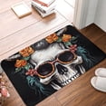 thumbnail image 4 of Sikiie Flower Horn Skull A Print Flannel Anti-slip Floor Mat 16x24in, Thickened Dustproof Entrance Door Mat Floor Mat for Kitchen, Bathroom, Laundry Room, 4 of 7