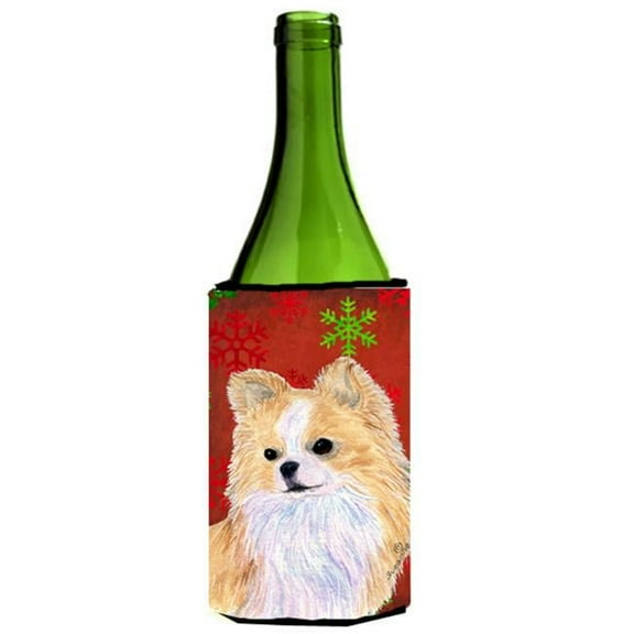 Chihuahua Snowflakes Holiday Christmas Wine bottle sleeve Hugger - 24 oz.
