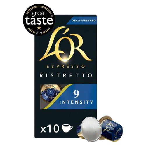 L'OR Ristretto Decaf Coffee Pods Intensity 9, 10 pods per pack, British Import (Pack of 3)