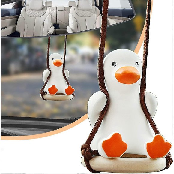Swinging Duck Car Hanging Ornament, Car Interior Rear View Mirrors Charms