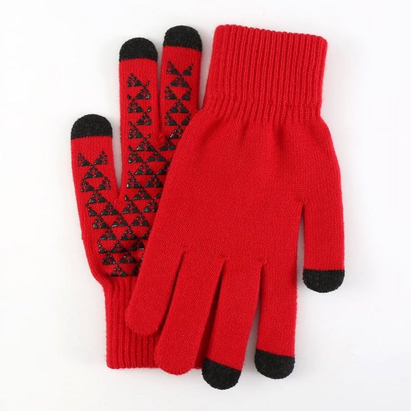 European And American Size Knitted Warm Gloves Winter Increase Thickened Non-slip Wool Outdoor Riding Touch Screen Gloves