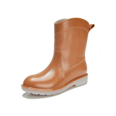 

Tenmix Women s Garden Shoes Slip Resistant Rubber Boot Lightweight Rain Boots Waterproof Rainboot Outdoor Casual Fashion Work Shoe Mid-calf Brown 5