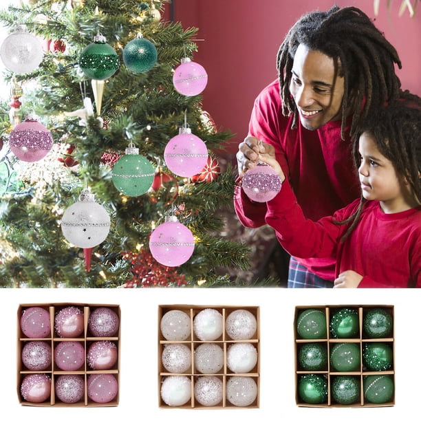 mfyjkho Juego de 9 adornos navideños irrompibles surtidos de 3,14 pulgadas, bolas colgantes para decorar árboles, fiestas de invierno, multicolor.