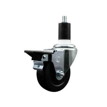 3.5 Inch Soft Rubber Swivel 1-1/2 Inch Expanding Stem Caster with Brake SCC