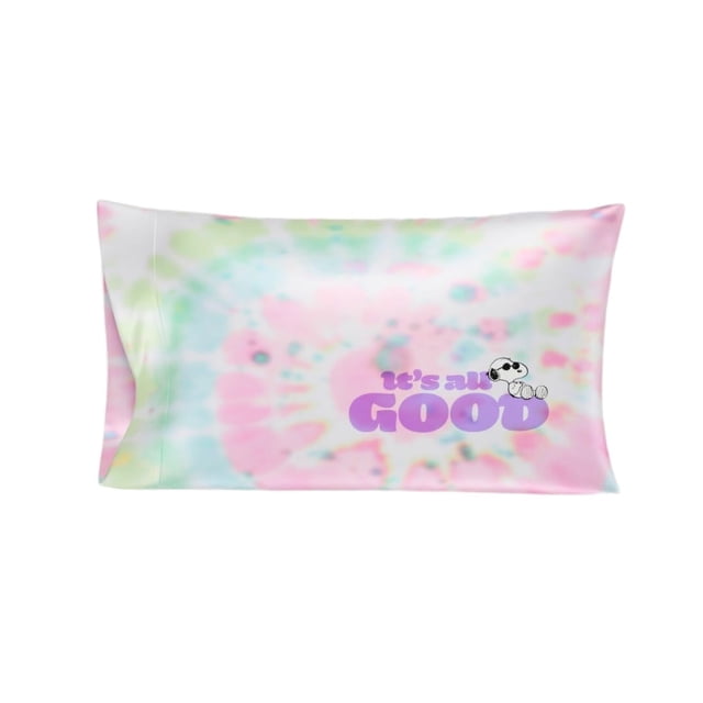 Funda de almohada Peanuts Snoopy Tie Dye, satén sedoso, 20 x 30 cm