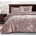 thumbnail image 3 of Chezmoi Collection Lux 3-Piece Dusty Pink Velvet Comforter Set King Size, All Season Lush Plush Velvet Bedding Set with Soft Washed Microfiber Reverse, 3 of 9