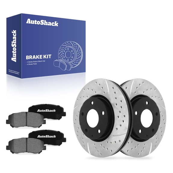 AutoShack Front Brake Rotors & Ceramic Pads for Mazda, CX-5 2013-2015, 2017, AWD FWD L4 2.0L 2.5L - E-Coated Drilled & Slotted - ShadowGuard - 11.69" (297 mm), 5-Lug