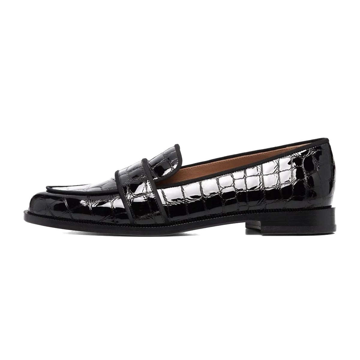 XYD Women Business Closed Almond Toe Slip On Low Heel Crocodile