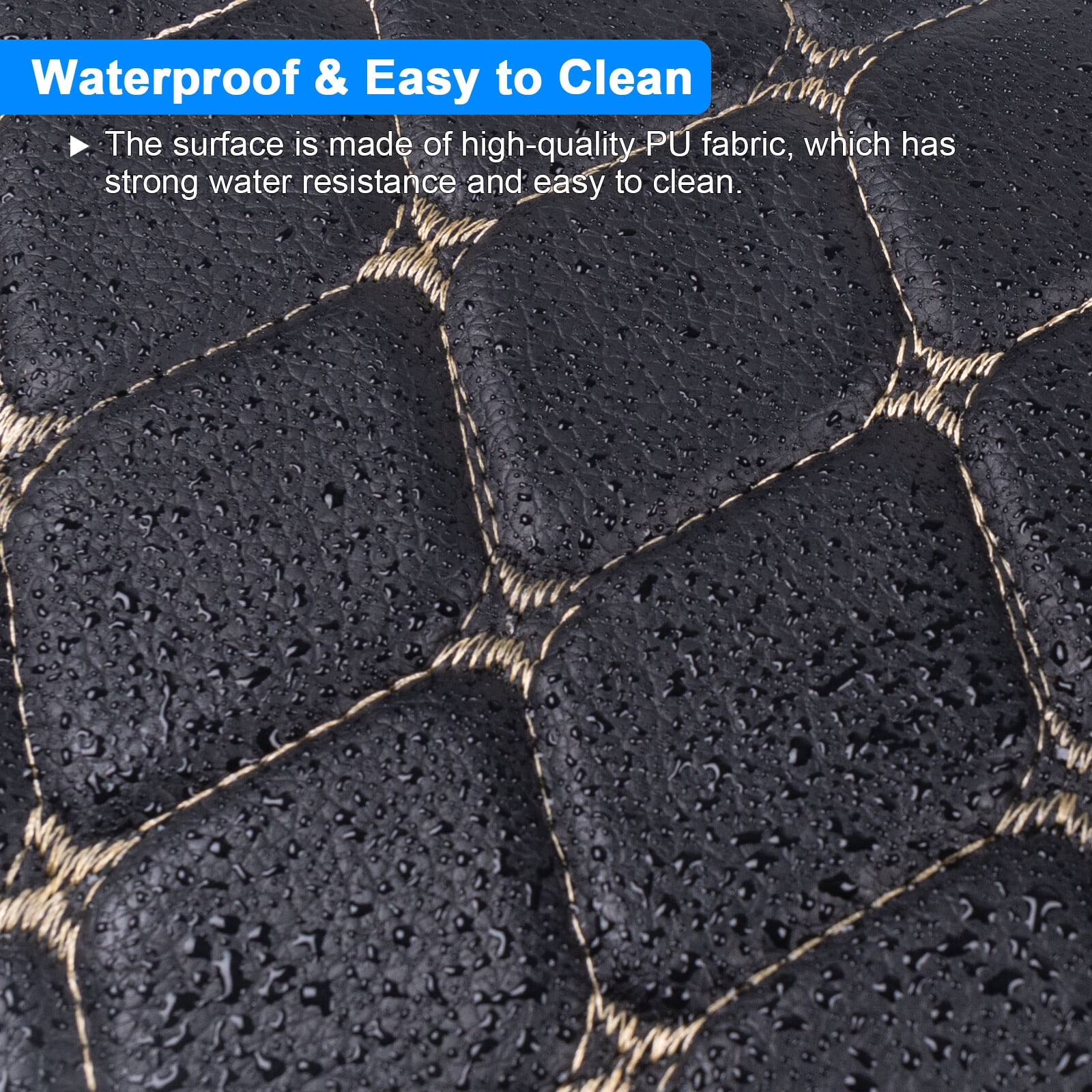 Telimocy 59" W Faux Leather Vinyl Fabric Diamond Quilted Foam Backed for DIY Car Headliner Furniture Upholstery Headboards, Black, 4 Yards