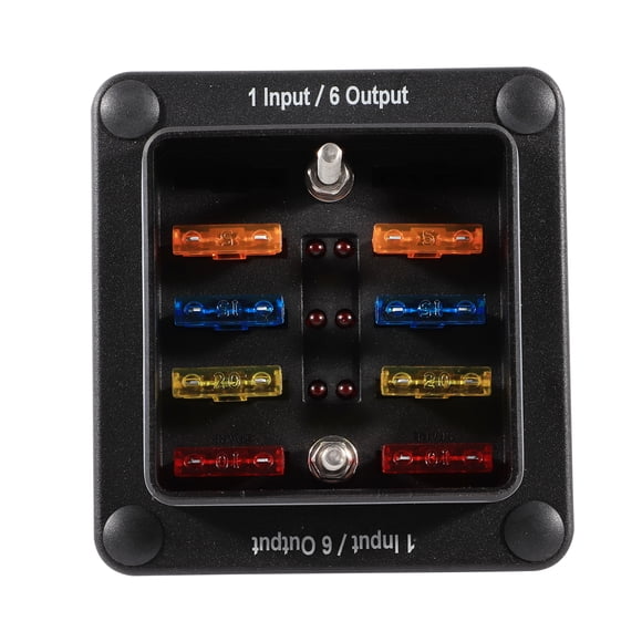 Riwcyla 6 Way Fuse Block Box WNegative Bus, Updated Automotive Blade Fuse Block Holder with Indicator Thumbscrew Protection Cover Label Sticker for DC 12,32V Auto Car Marine RV Boat