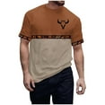 thumbnail image 3 of Jinhomg Mens Casual Graphic T-Shirts Vintage Western Animal Print Tees Big and Tall Comfy Short Sleeve Crew Neck Tops 2025 Daily Wear Khaki XXL, 3 of 6