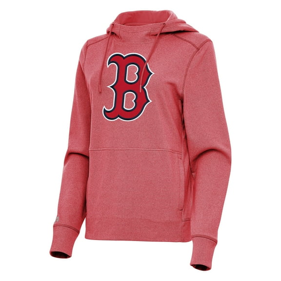Women's Antigua Heather Red Boston Red Sox Justice Pullover Hoodie