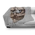 thumbnail image 3 of Humor Soft Flannel Fleece Throw Blanket, Grumpy Internet Troll Face with Trippy Gestures Ugly Post Meme Joke Image, Cozy Plush for Indoor and Outdoor Use, 50" x 60", Eggshell and Tan, by Ambesonne, 3 of 6