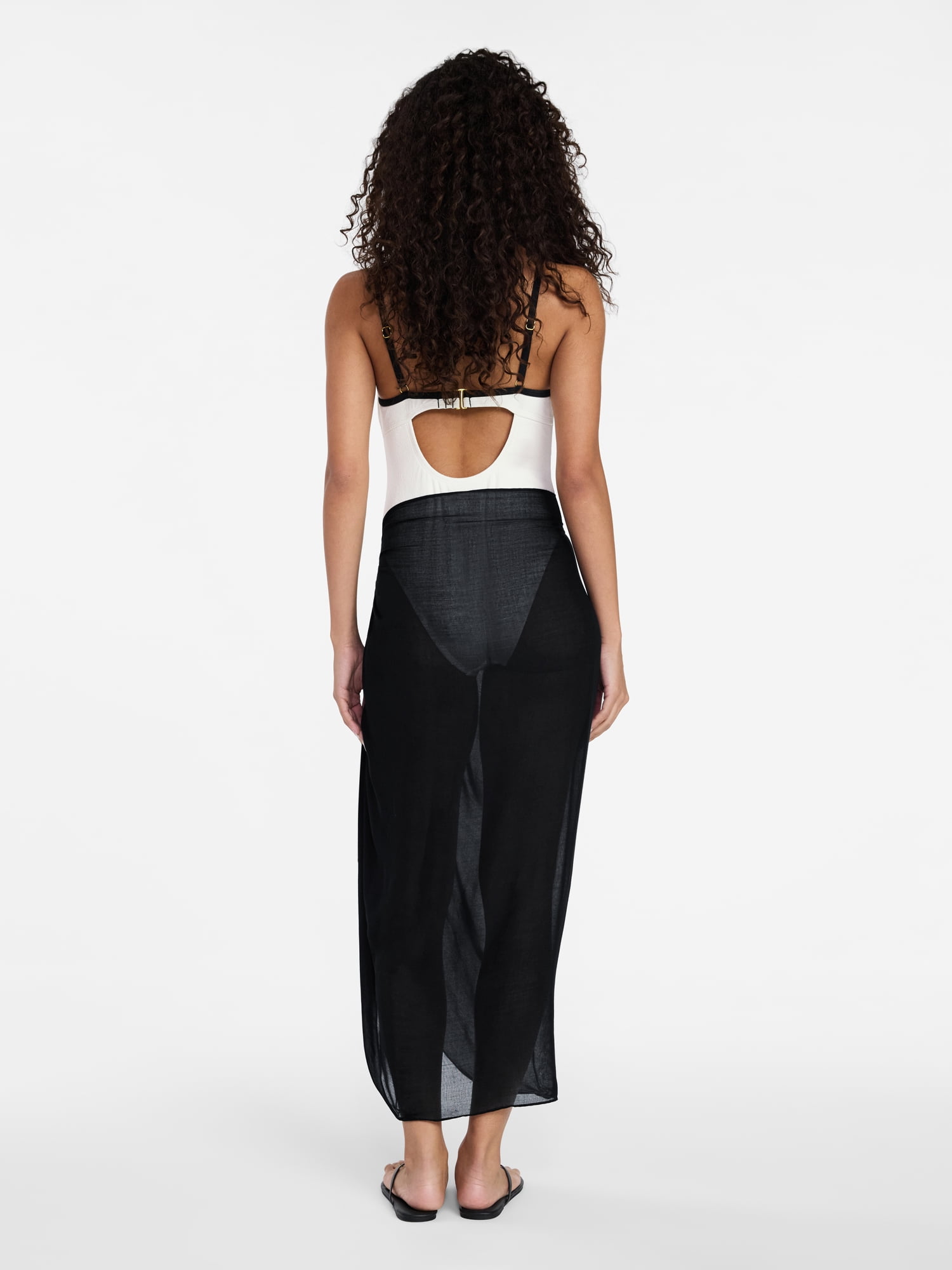 Time and Tru Women's Solid Pareo, One Size, Black Soot