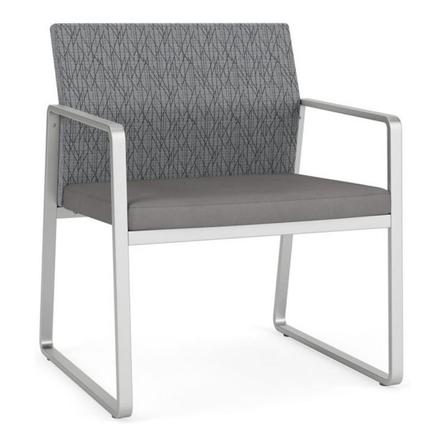 Fauteuil d'Invité Surdimensionné Gansett pour Réception et Attente / Acier Argenté / Gris / Gris